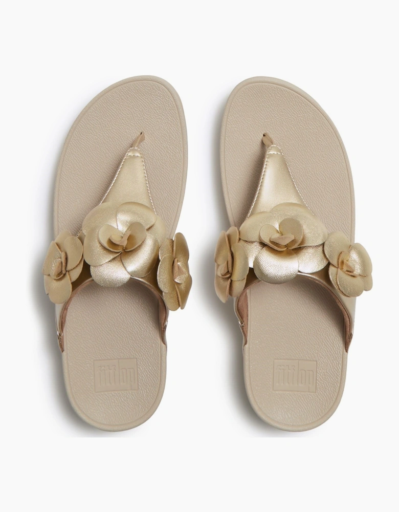 Lulu Flower Toe-Post Polyurethane Women's Platino Sandals