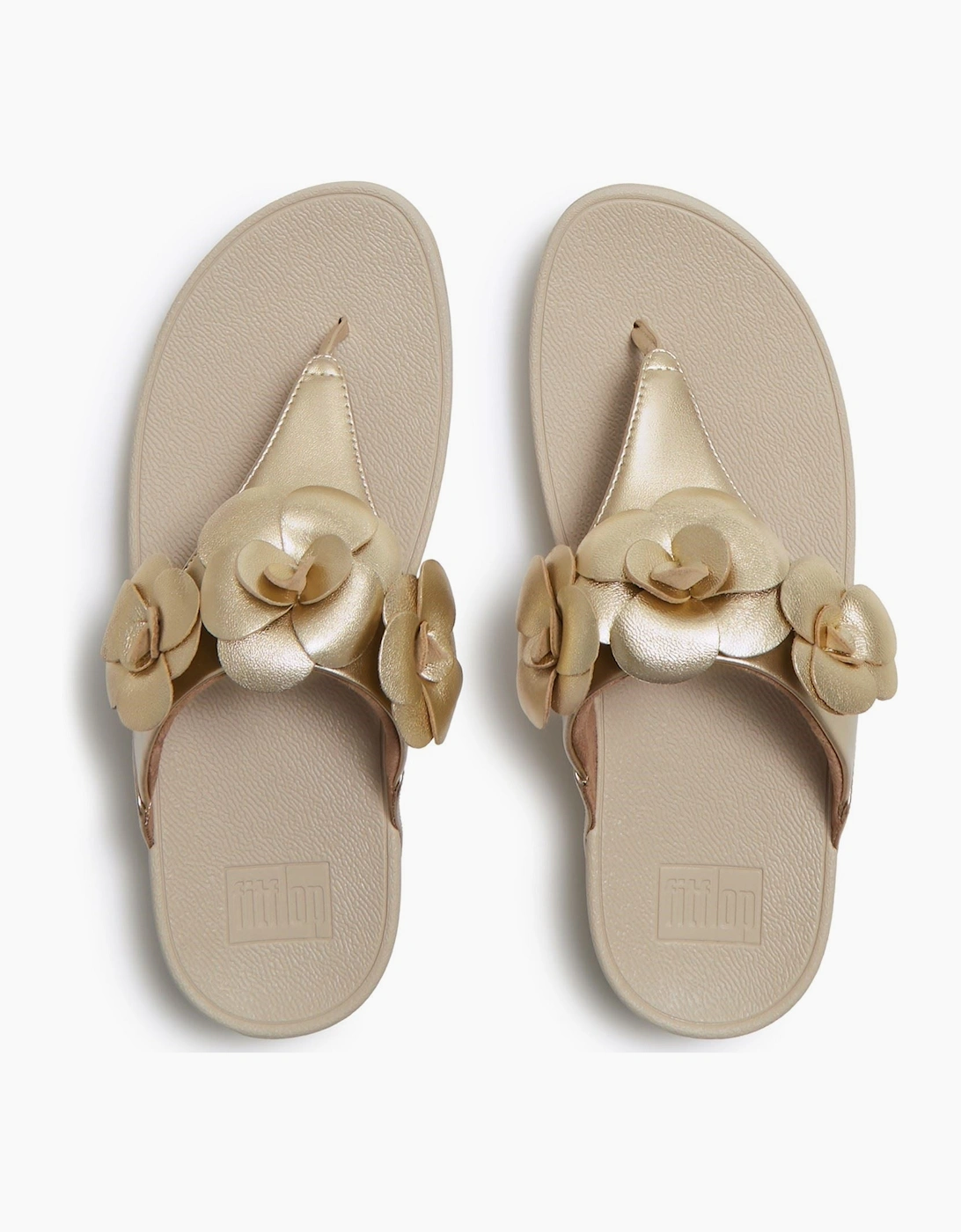 Lulu Flower Toe-Post Polyurethane Women's Platino Sandals