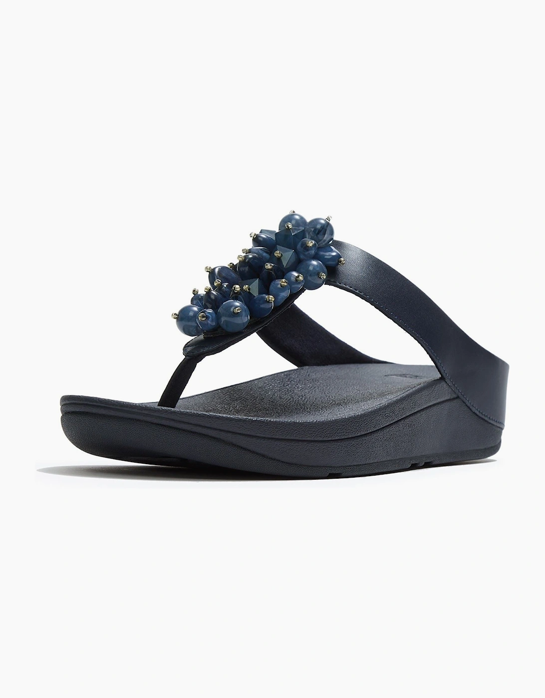 Fino Toe-Post Polyurethane Women's Midnight Navy Sandals, 7 of 6