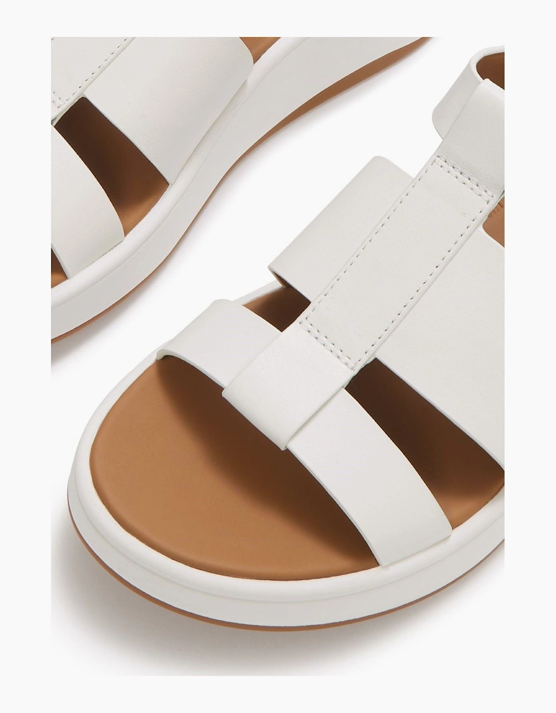 F-Mode Fisherman Leather Women's Urban White Narrow Fit Sandals