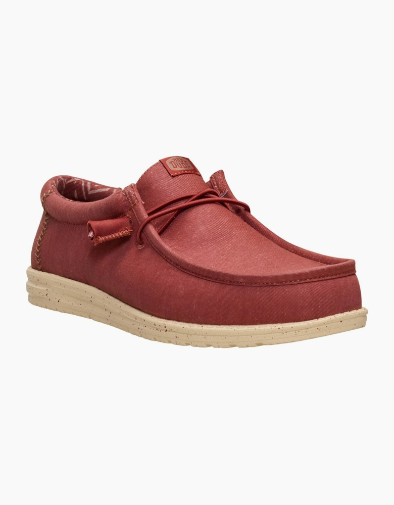 HEYDUDE Wally Stretch Canvas Textile Men's Burnt Red/Boulder Tan Loafers