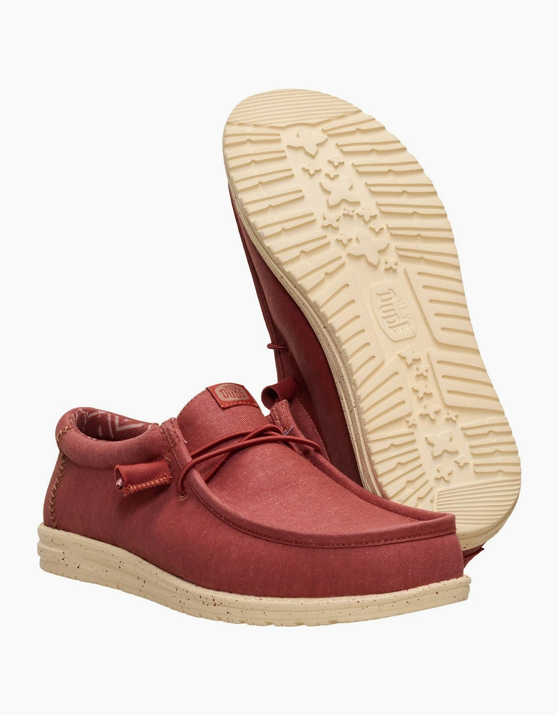 HEYDUDE Wally Stretch Canvas Textile Men's Burnt Red/Boulder Tan Loafers