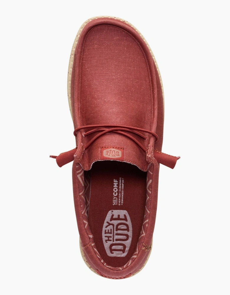 HEYDUDE Wally Stretch Canvas Textile Men's Burnt Red/Boulder Tan Loafers