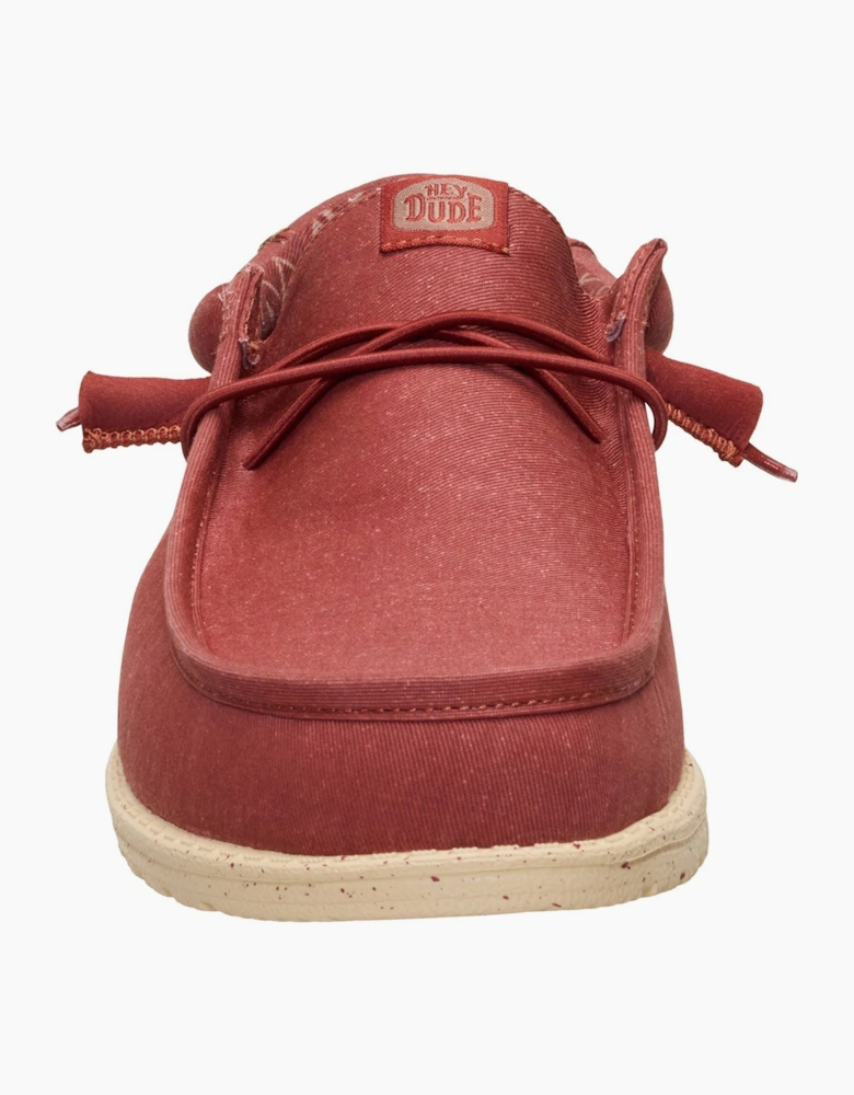 HEYDUDE Wally Stretch Canvas Textile Men's Burnt Red/Boulder Tan Loafers
