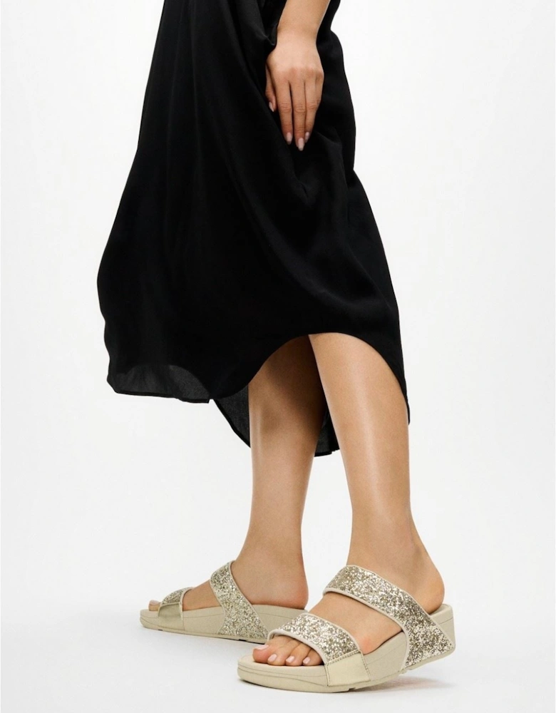 Lulu 2 Bar Glitter Polyurethane Women's Platino/Silver Sandals