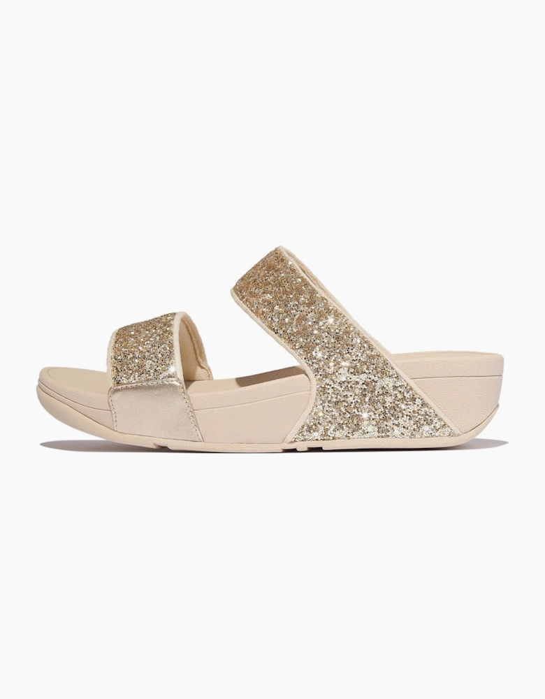 Lulu 2 Bar Glitter Polyurethane Women's Platino/Silver Sandals