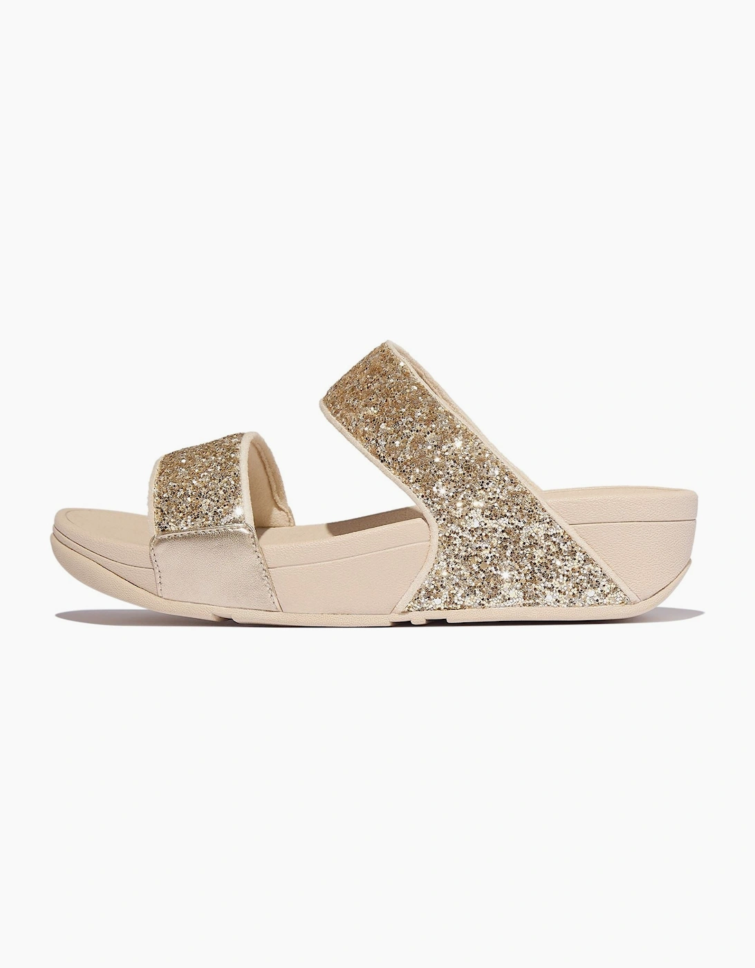 Lulu 2 Bar Glitter Polyurethane Women's Platino/Silver Sandals