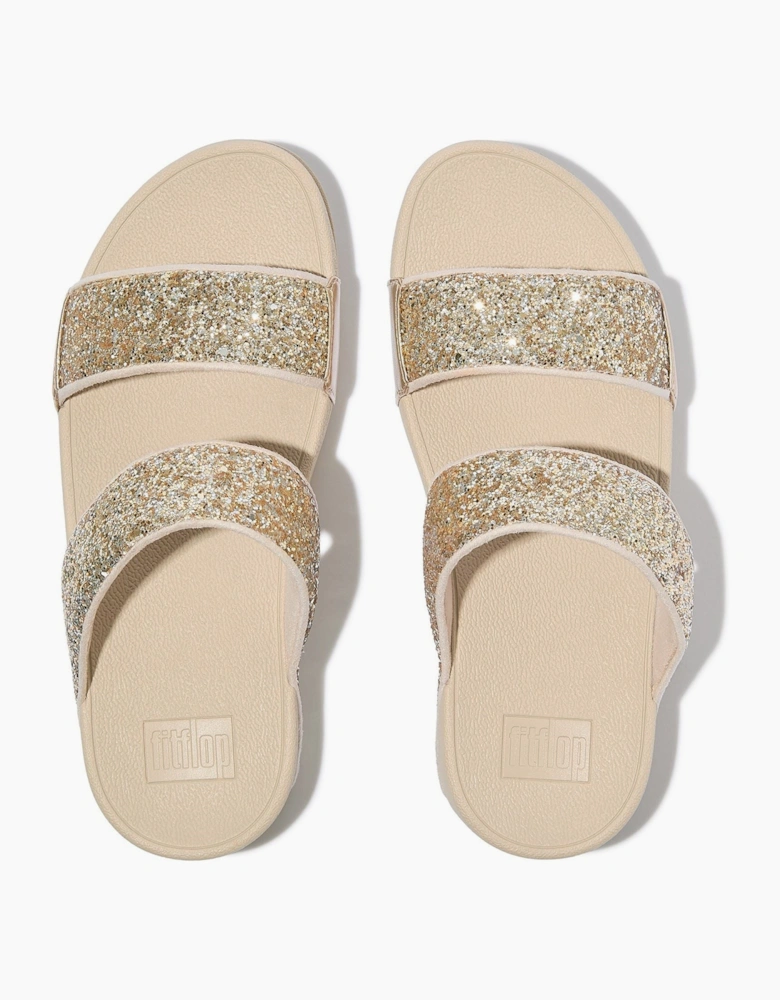 Lulu 2 Bar Glitter Polyurethane Women's Platino/Silver Sandals