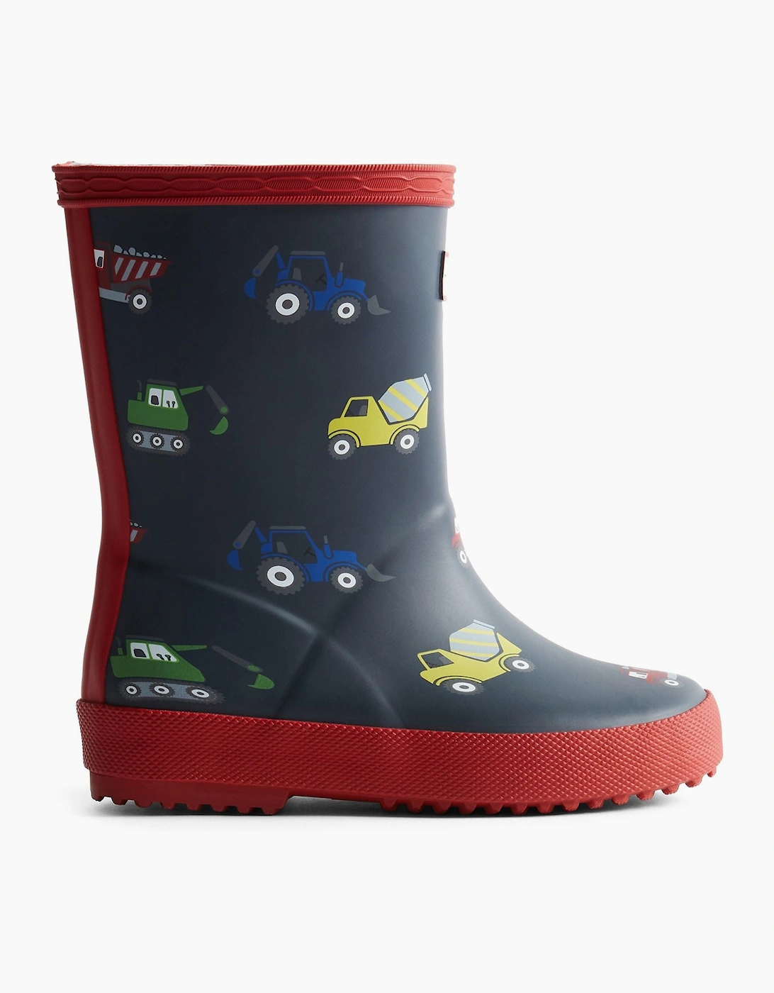 Kids First Construction Print Boot Rubber Boys's Navy/Military Red Wellington Boots