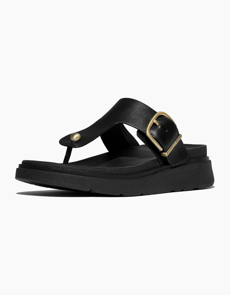 Gen-FF Toe-Post Leather Women's Black Sandals
