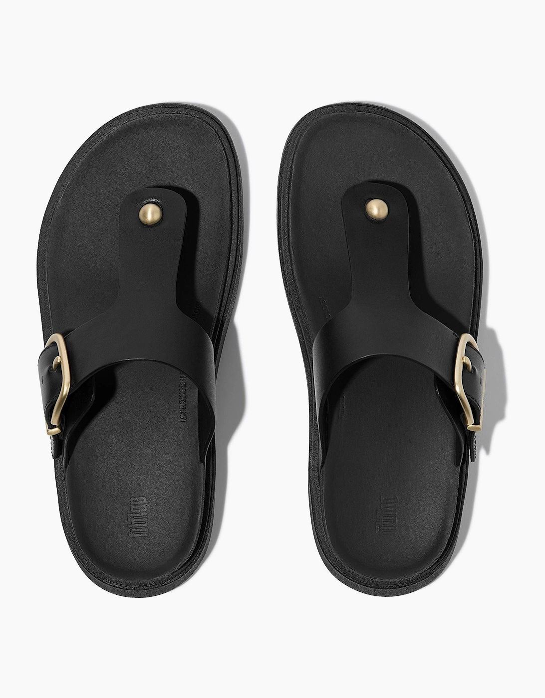 Gen-FF Toe-Post Leather Women's Black Sandals