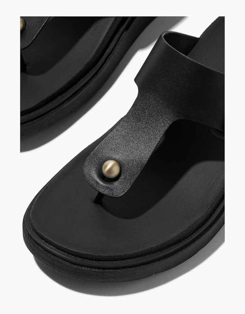 Gen-FF Toe-Post Leather Women's Black Sandals