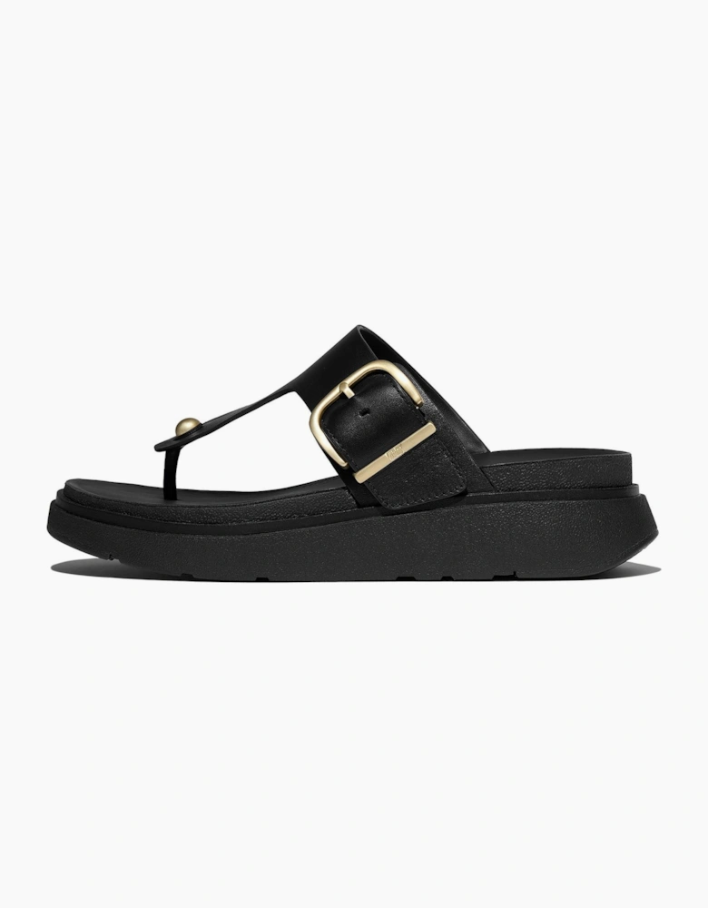 Gen-FF Toe-Post Leather Women's Black Sandals