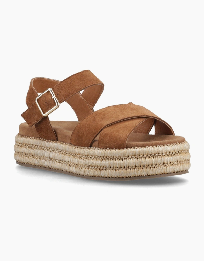 Rosa Rafia Sandal Leather Women's Tan Sandals