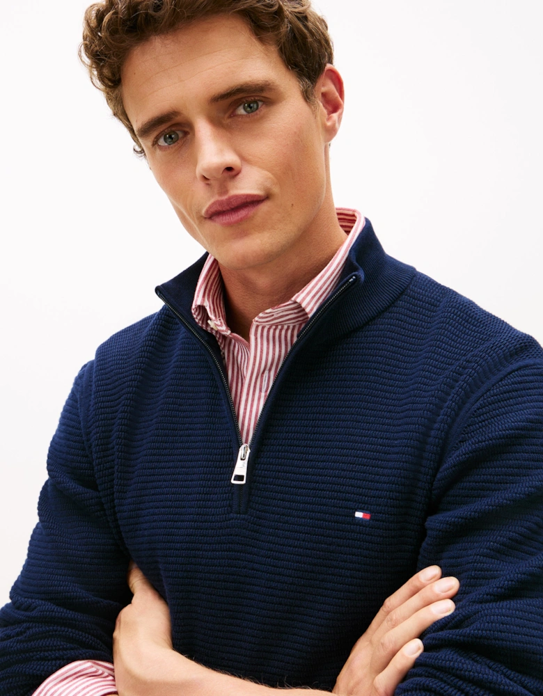 Seasonal Structure 1/4 Zip Mens Mock Neck Sweatshirt - Desert Sky