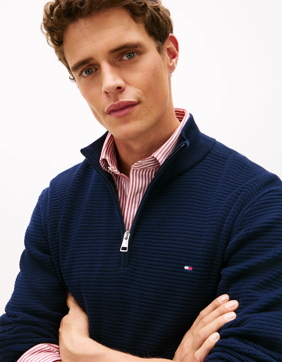 Seasonal Structure 1/4 Zip Mens Mock Neck Sweatshirt - Desert Sky