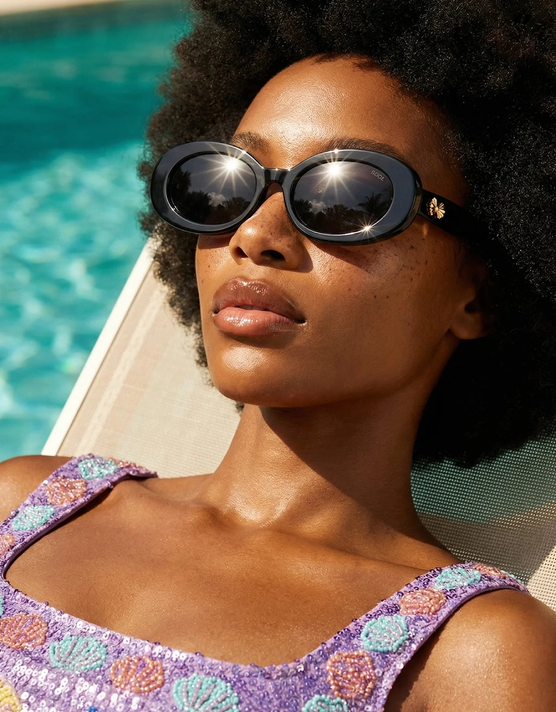 Oceanus x SOJOS Veronica Sunglasses Black