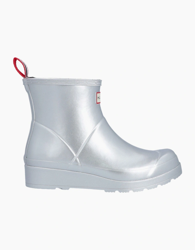 Play Short Boot Metallic Rubber Women's Silver Wellington Boots
