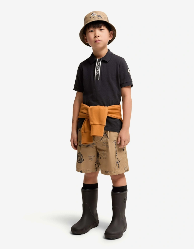 Enfant Boys Cotton Logo Polo Shirt in Black