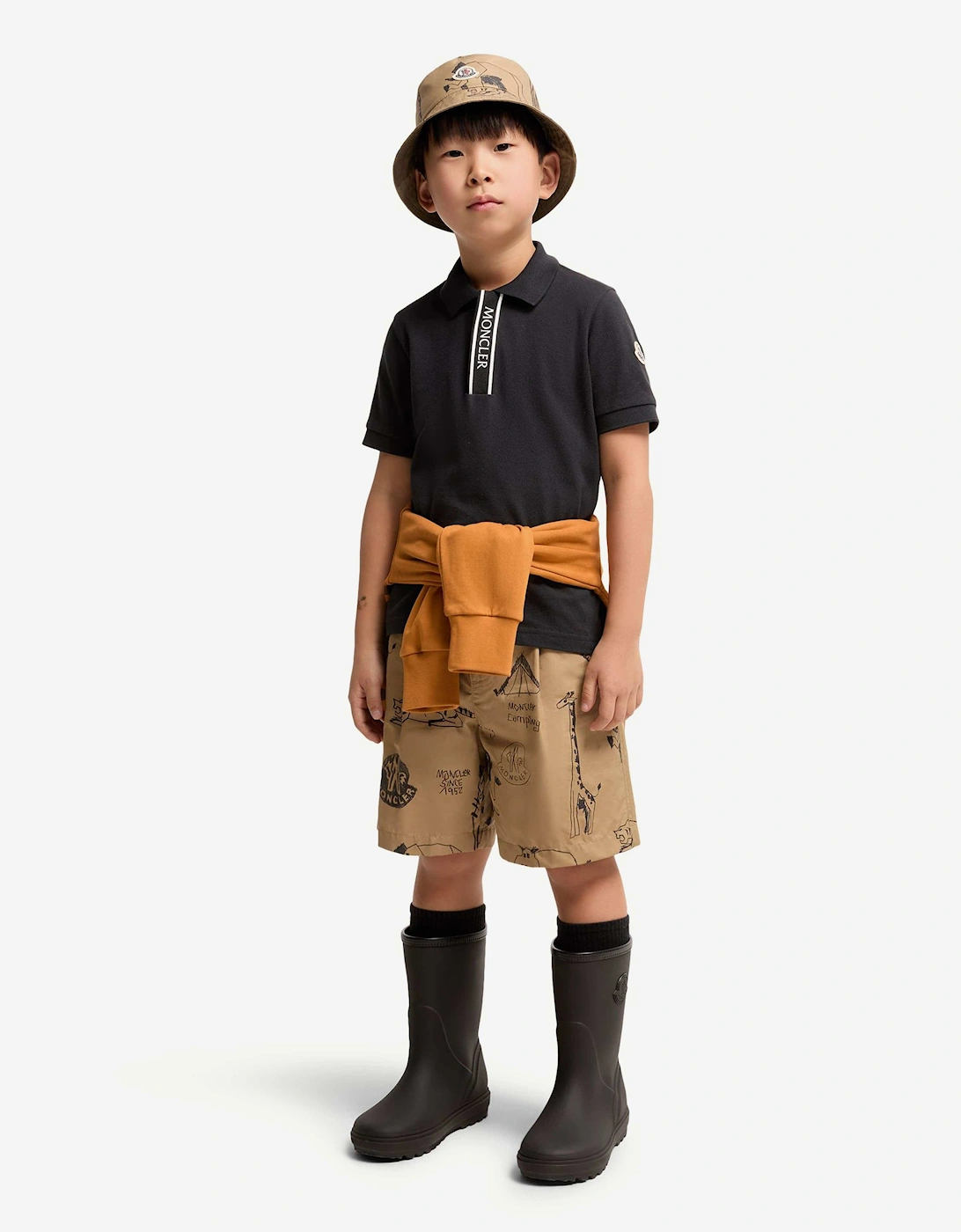 Enfant Boys Cotton Logo Polo Shirt in Black