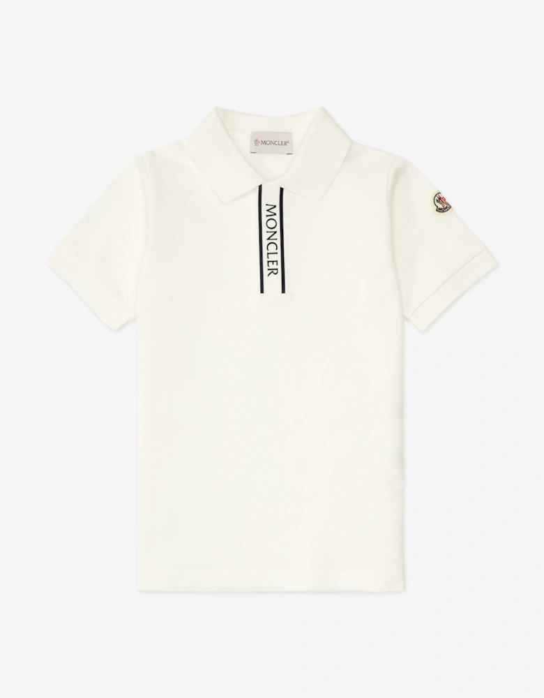 Enfant Boys Cotton Logo Polo Shirt in White