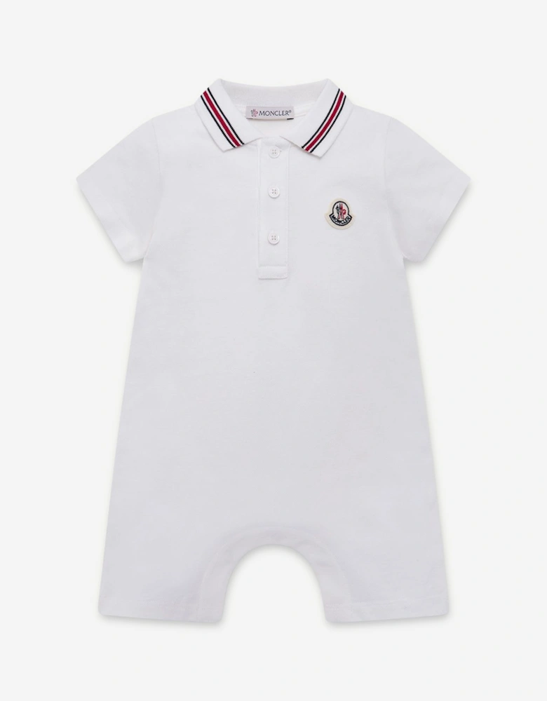Enfant Baby Boys Cotton Logo Romper in White