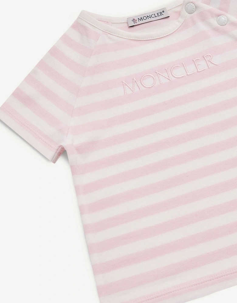 Enfant Baby Girls Striped T-Shirt in Pink