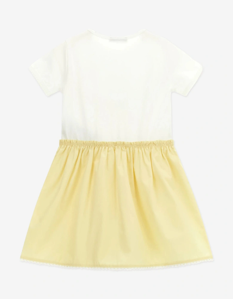 Enfant Baby Girls Cotton Logo Dress in Yellow