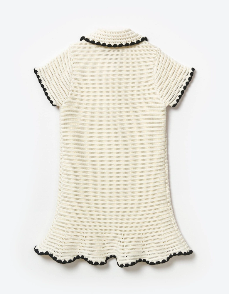 Girls Crochet Mini Dress in Ivory