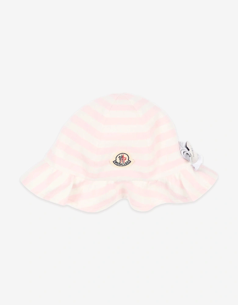 Enfant Baby Girls Reversible Striped Sun Hat in Pink