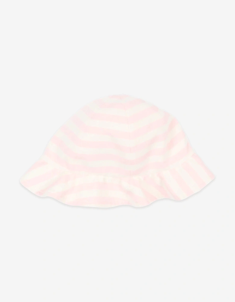 Enfant Baby Girls Reversible Striped Sun Hat in Pink