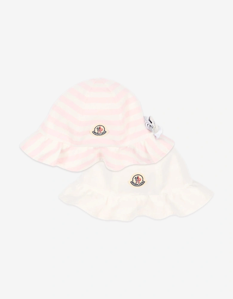 Enfant Baby Girls Reversible Striped Sun Hat in Pink