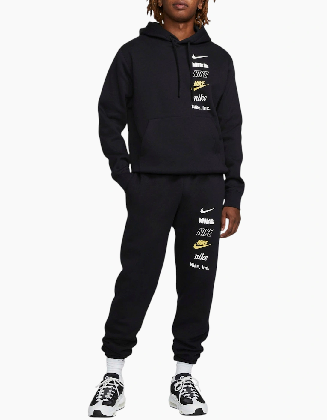 Nike Men's Nike Mens Tracksuit Club BB Stacked Pullover Fleece Hoodie Winter - Black