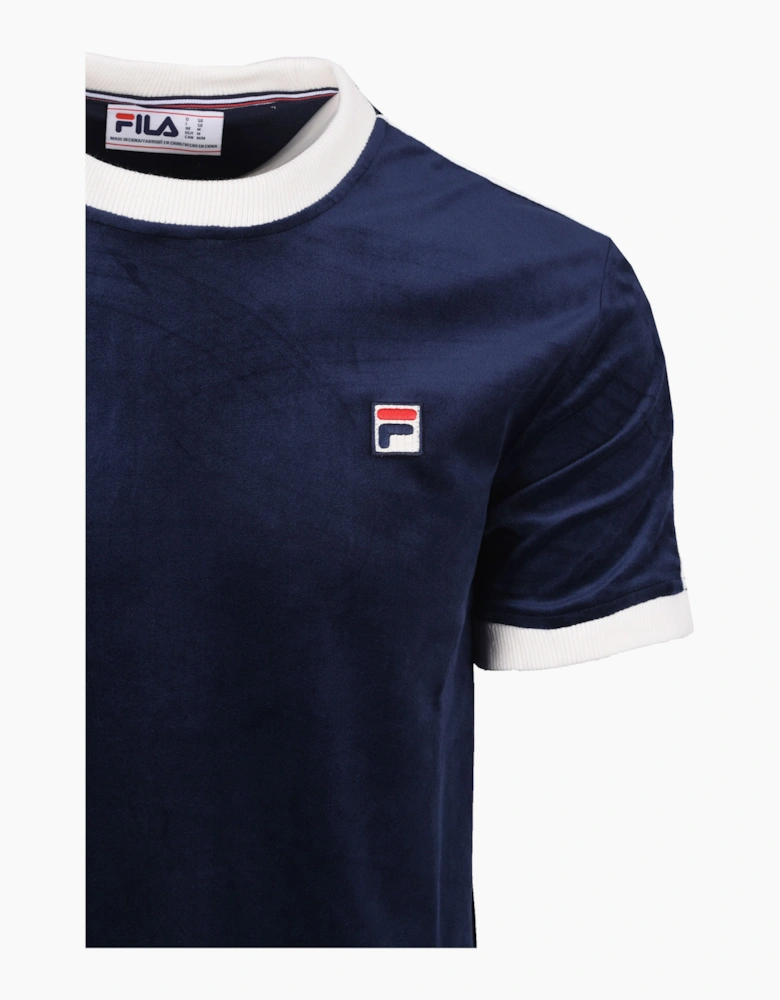 BASILIO TIPPED VELOUR T-SHIRT NAVY/GARDENIA