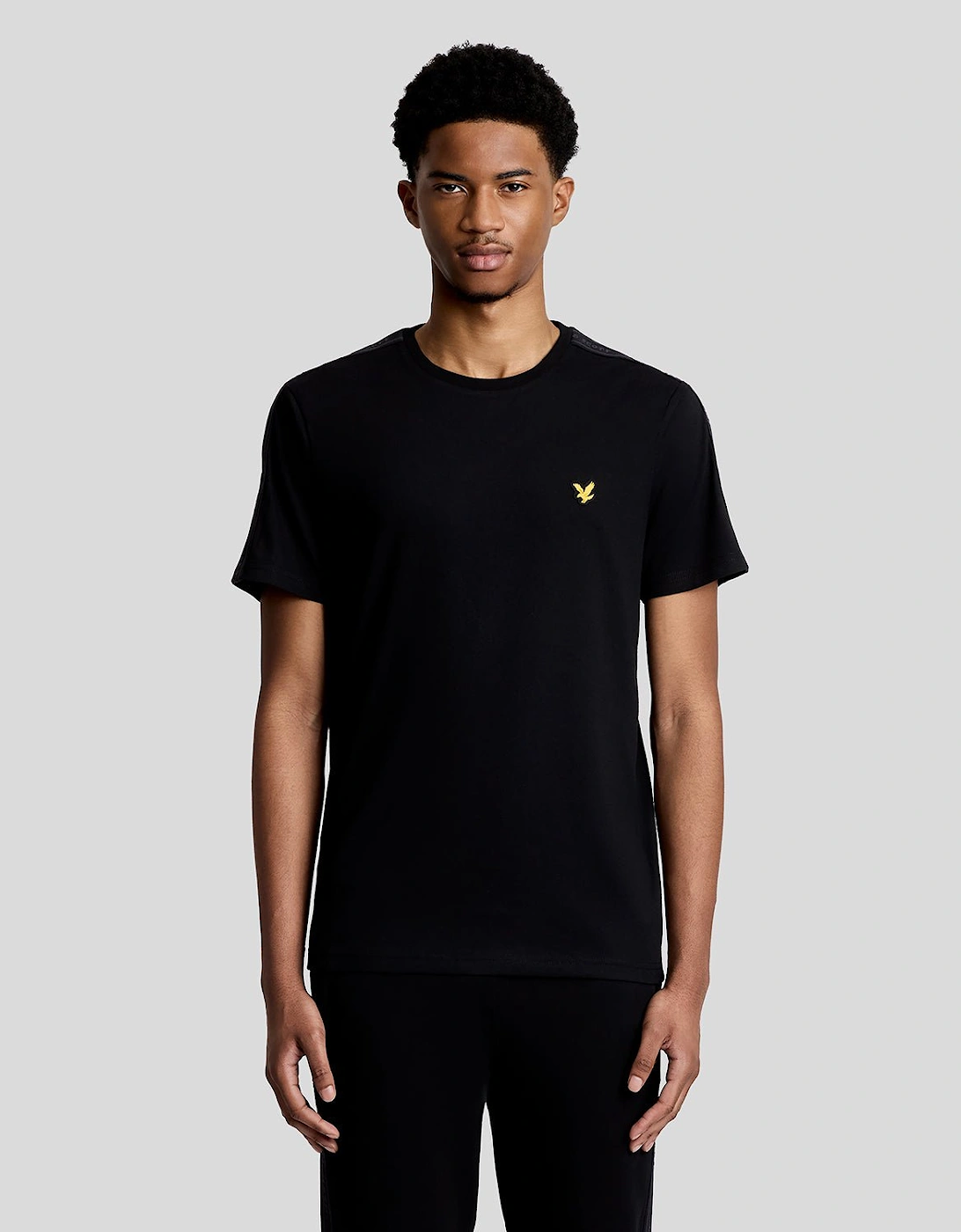 Lyle And Scott Men's Black Sports Jacquard Tape T-Shirt - Size 42