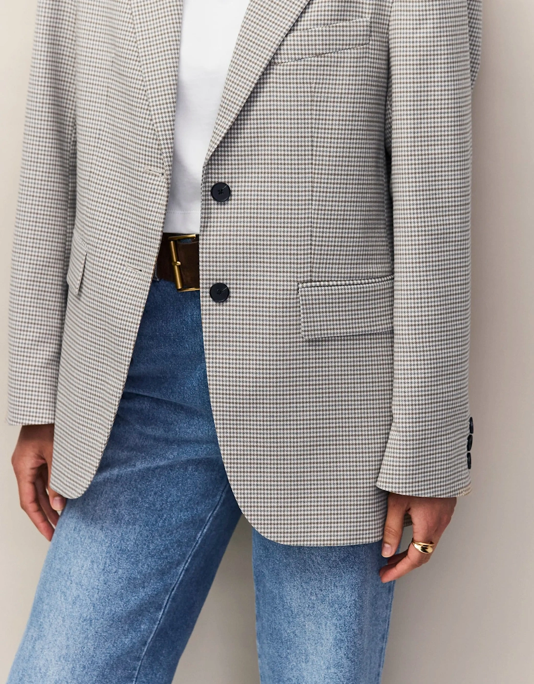 Neutral Check Oversized Blazer