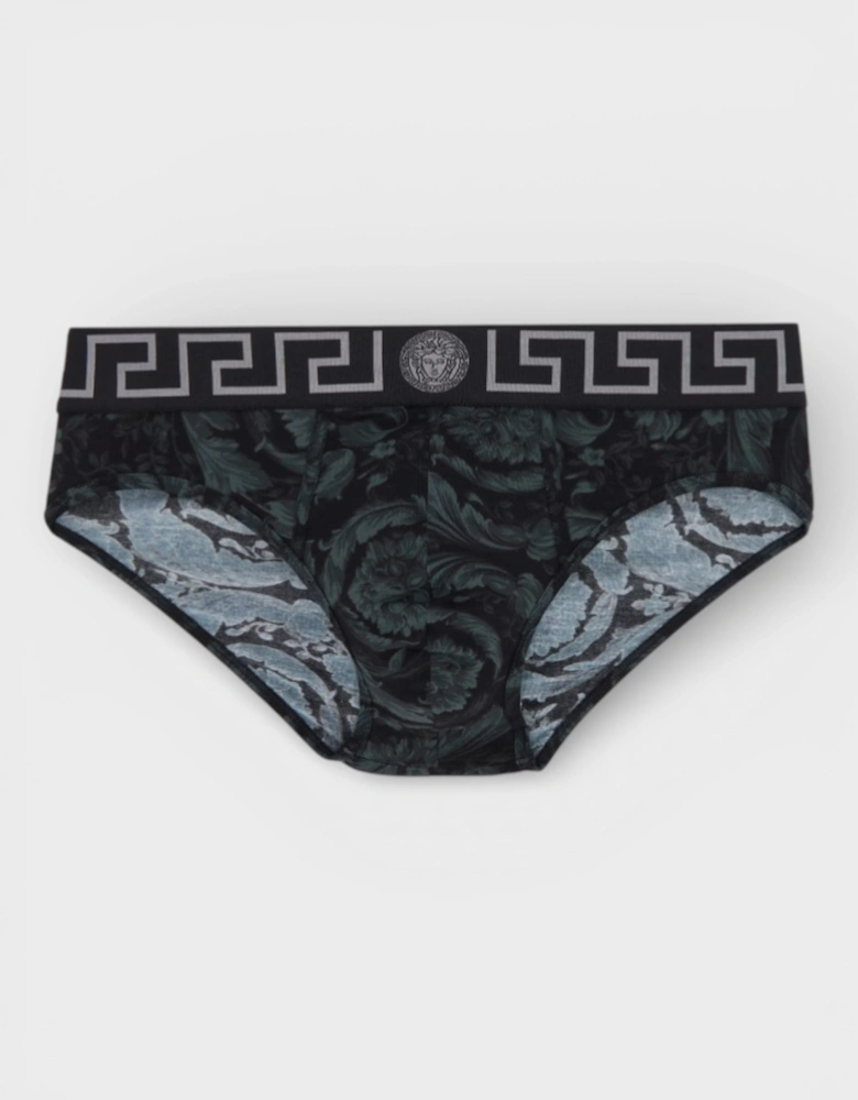 Low Rise Slip Underwear Barocco Black Grey