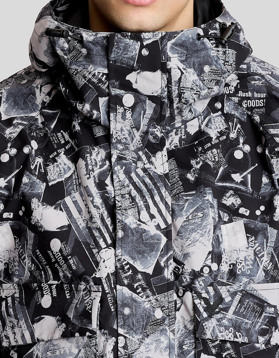 Industrial Print Hooded Anorak Jacket