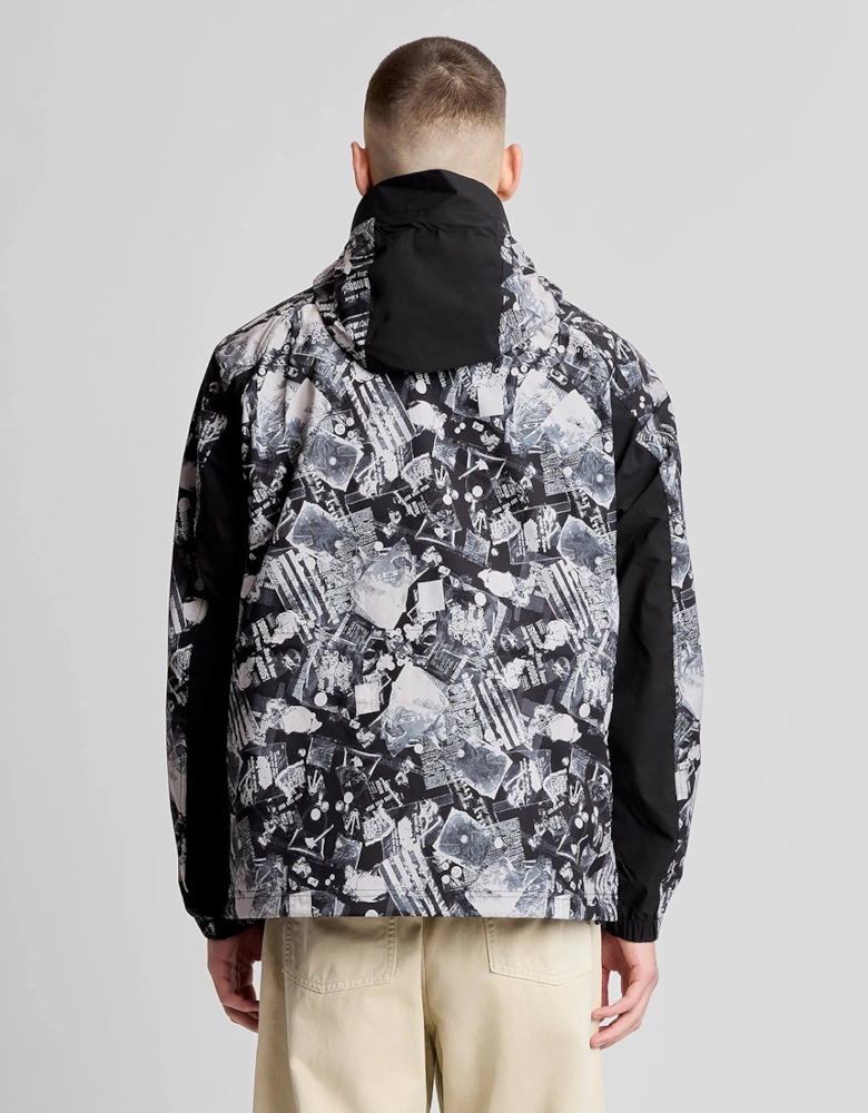 Industrial Print Hooded Anorak Jacket