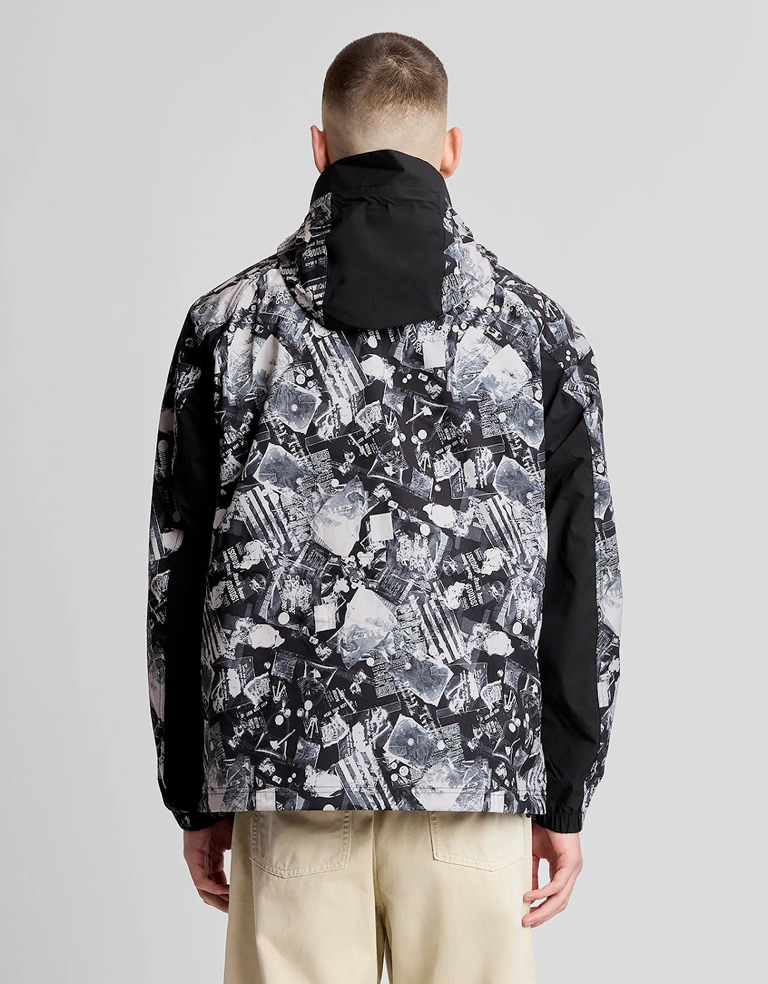 Industrial Print Hooded Anorak Jacket