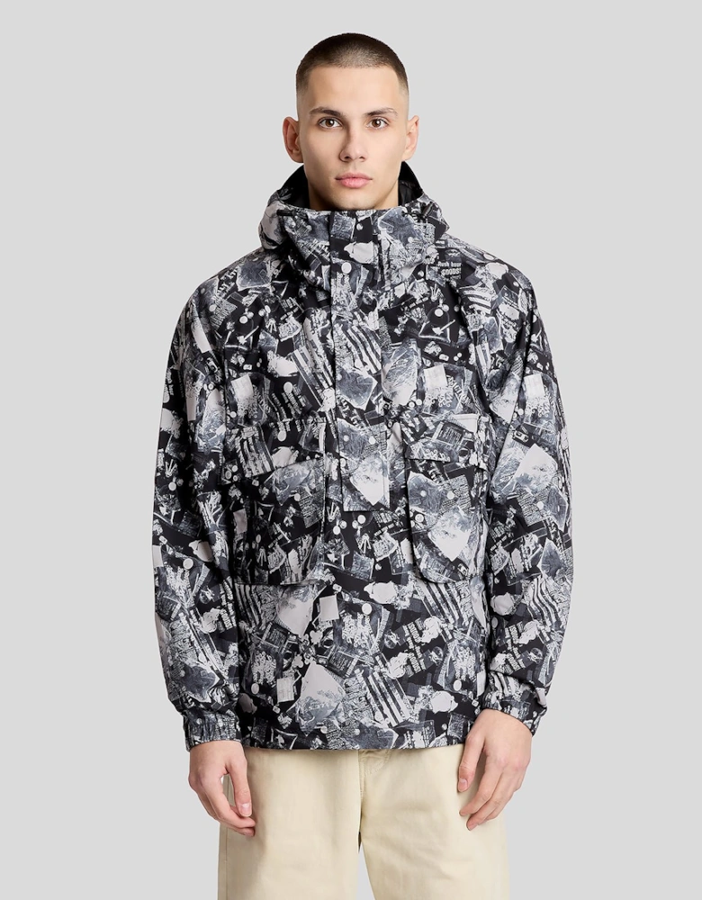 Industrial Print Hooded Anorak Jacket
