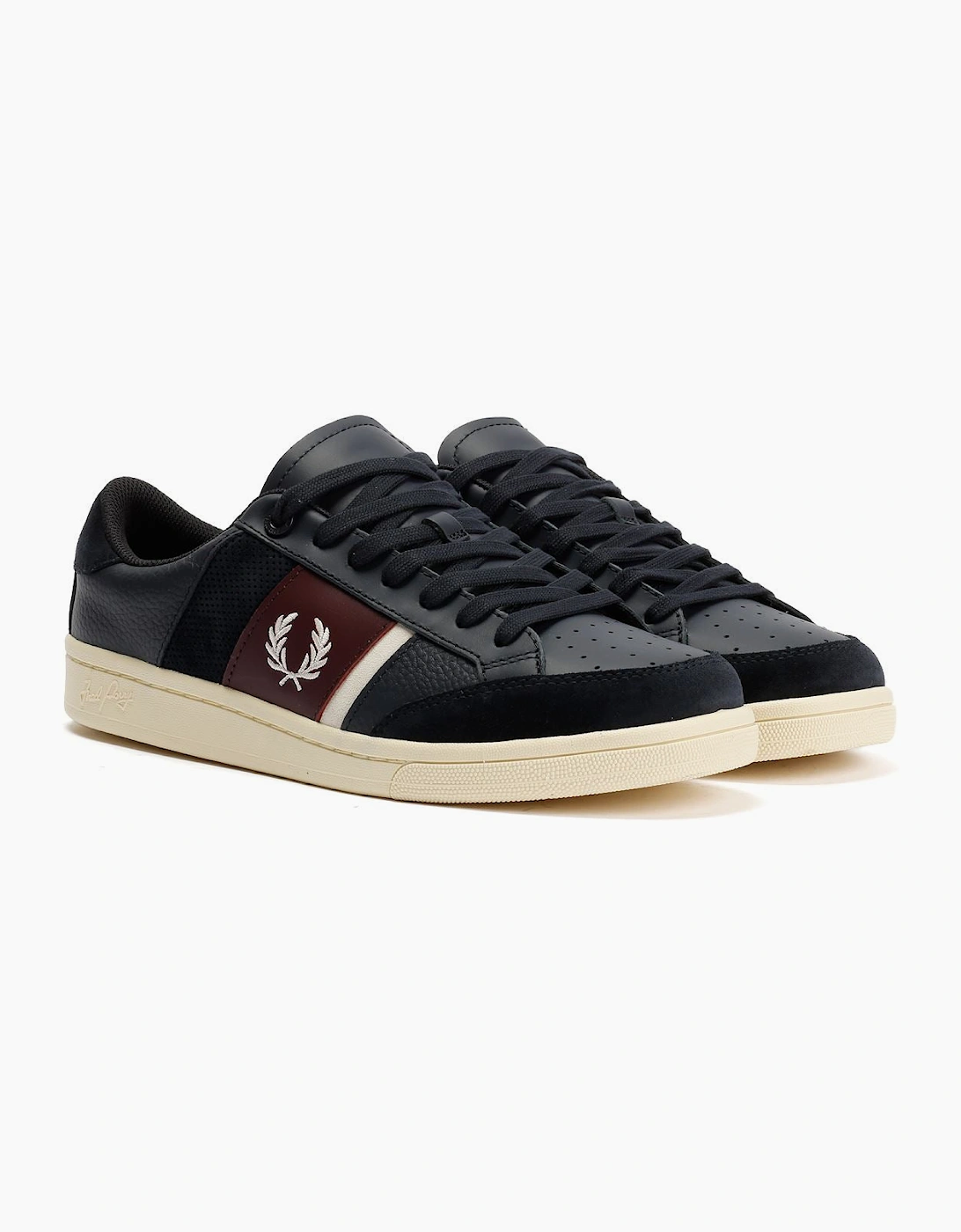 Fred Perry B725 Leather Suede Men's Navy/Ecru/Oxblood Trainers