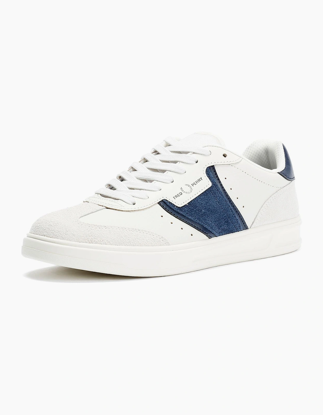 Fred Perry B4 Textured Leather/Suede Men's Porcelain/Blue Trainers