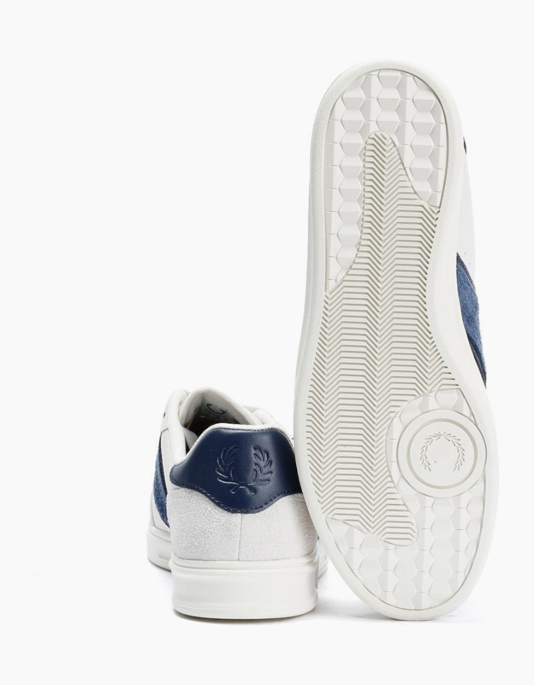 Fred Perry B4 Textured Leather/Suede Men's Porcelain/Blue Trainers