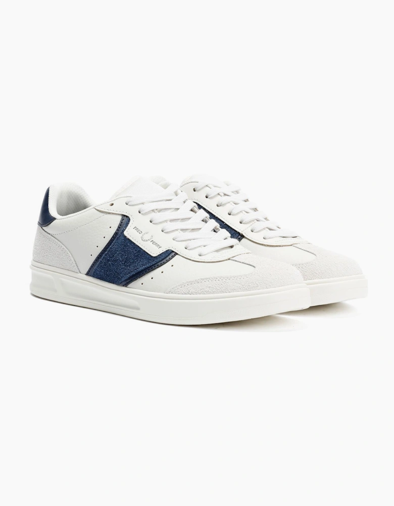 Fred Perry B4 Textured Leather/Suede Men's Porcelain/Blue Trainers