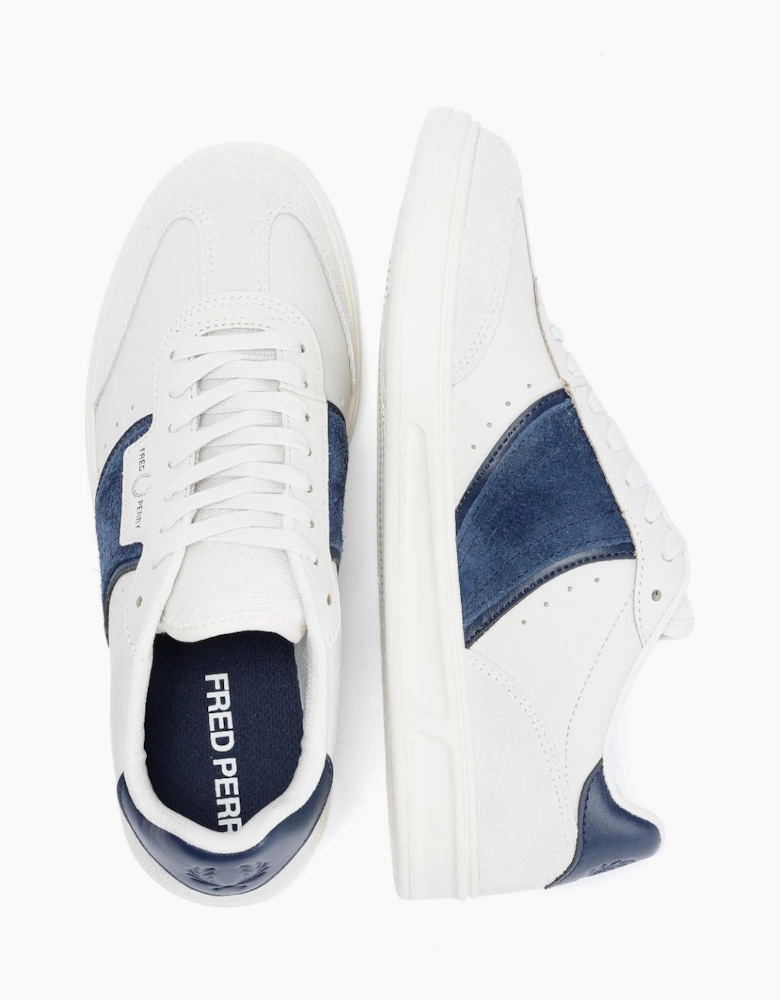 Fred Perry B4 Textured Leather/Suede Men's Porcelain/Blue Trainers