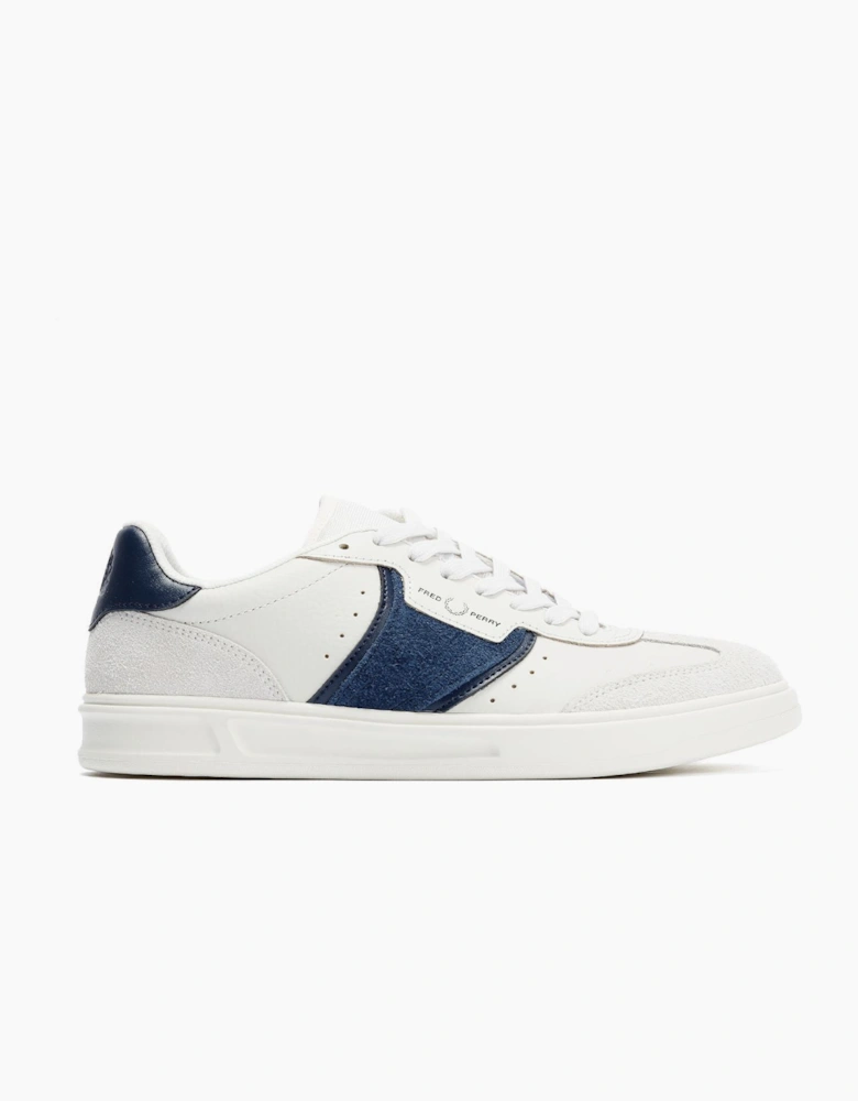 Fred Perry B4 Textured Leather/Suede Men's Porcelain/Blue Trainers
