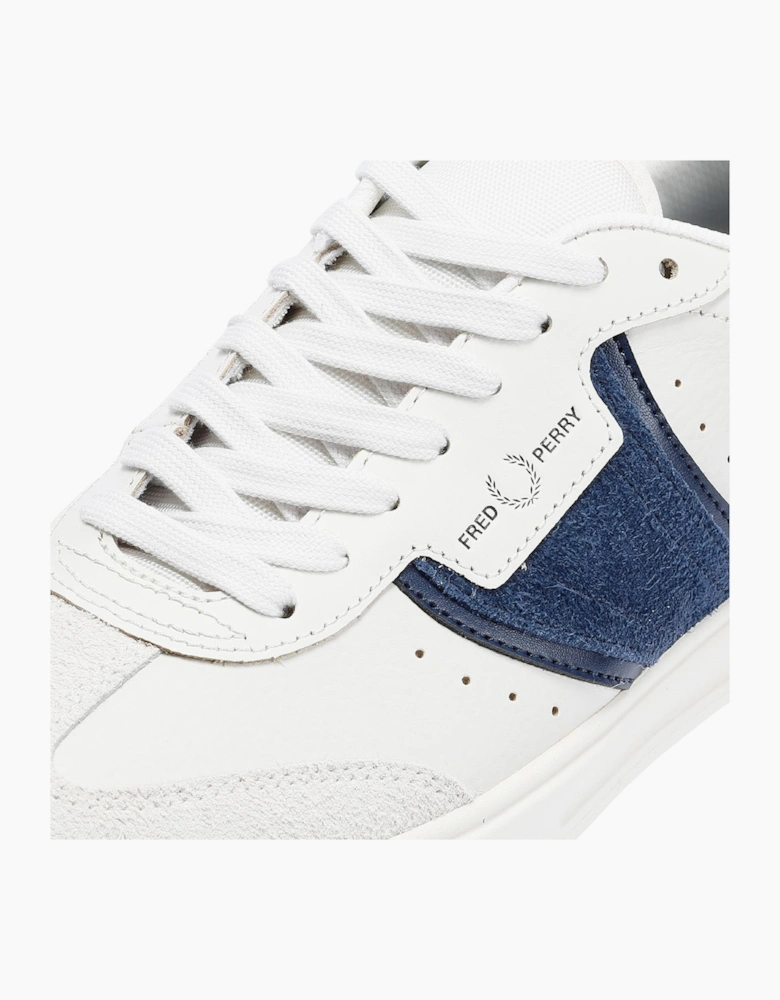Fred Perry B4 Textured Leather/Suede Men's Porcelain/Blue Trainers