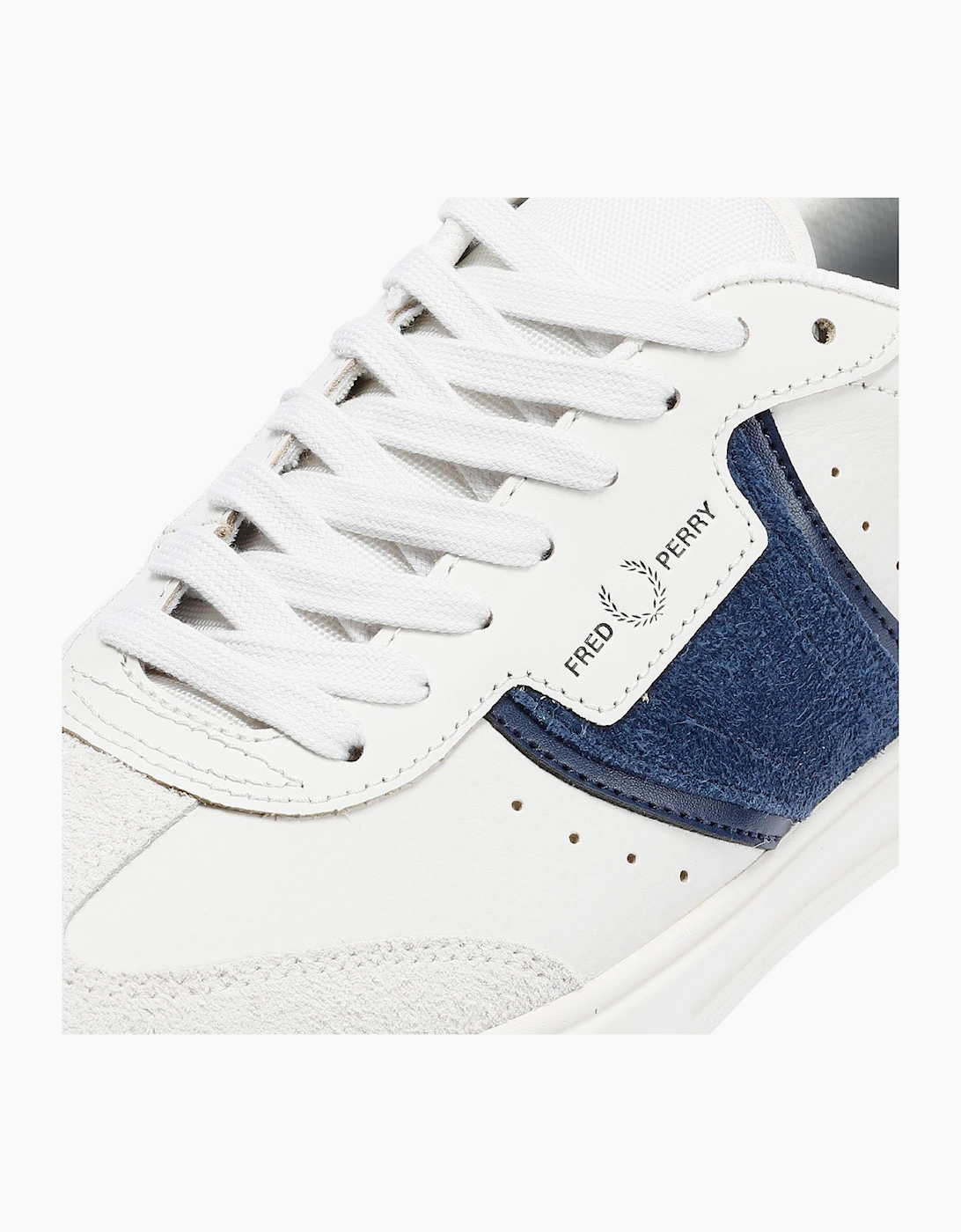 Fred Perry B4 Textured Leather/Suede Men's Porcelain/Blue Trainers