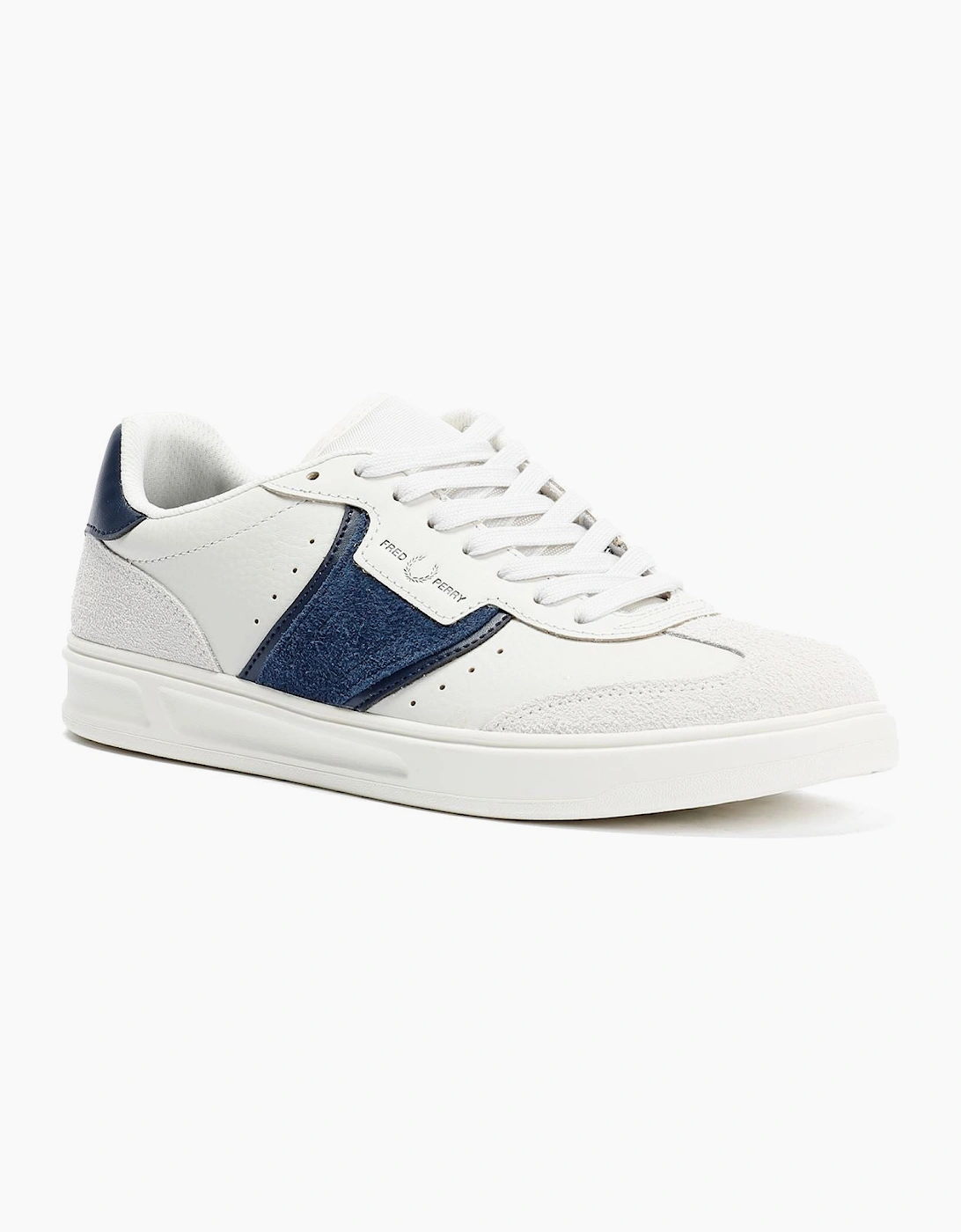 Fred Perry B4 Textured Leather/Suede Men's Porcelain/Blue Trainers